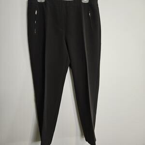 Zac & Rachel Women's Pull-on Slim Leg Ankle Pants Black 12P Zipper Accents